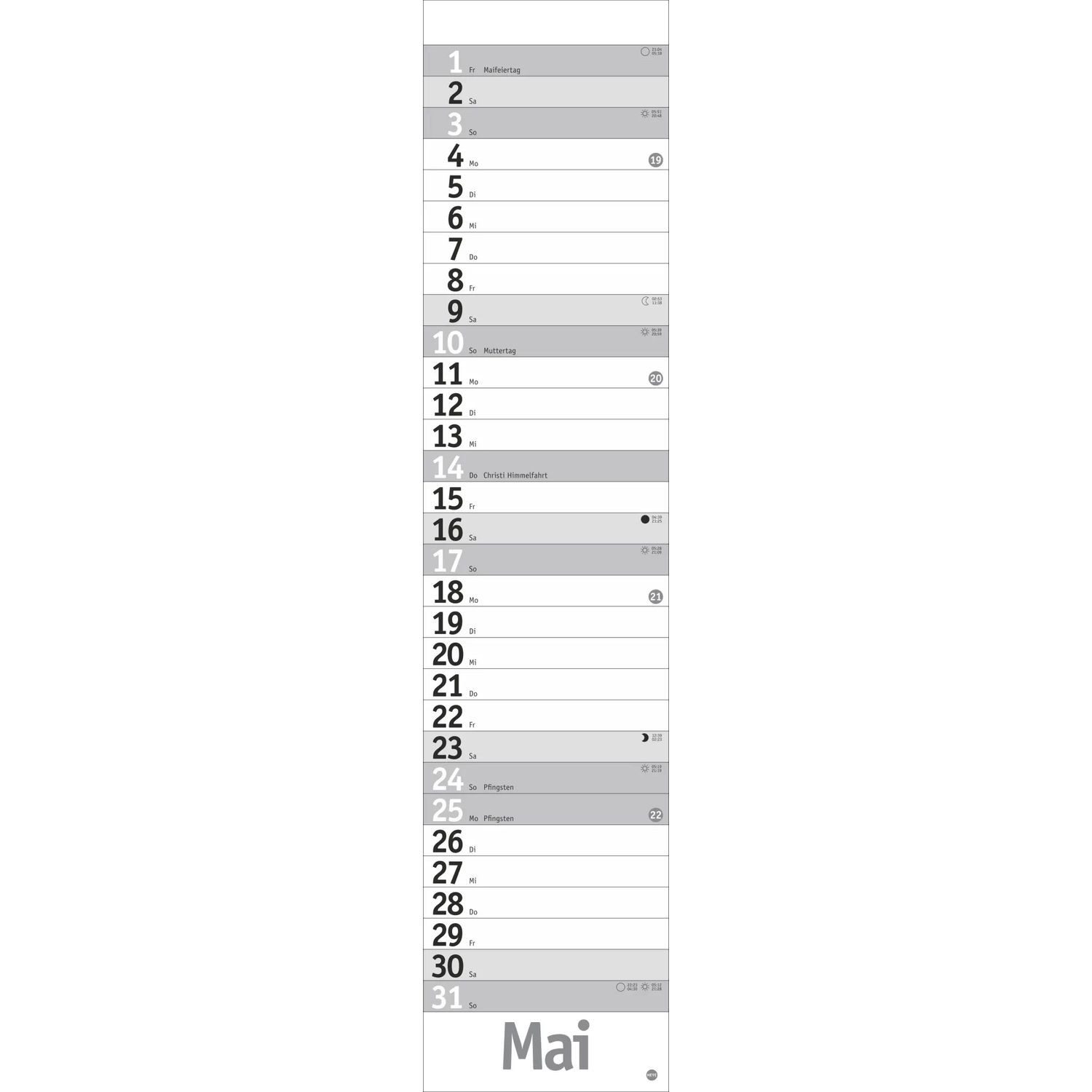 HEYE Wandkalender Langplaner, silber 2026