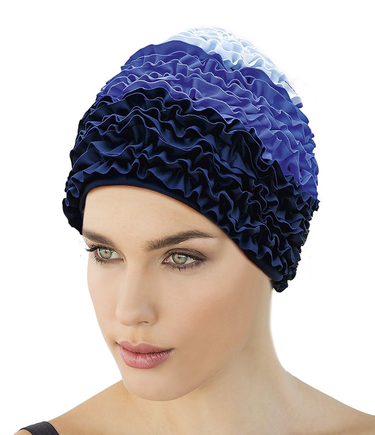 Fashy Badekappe Fashy - Badehaube Rüschen Blau (3449-50) Damen Badekappe