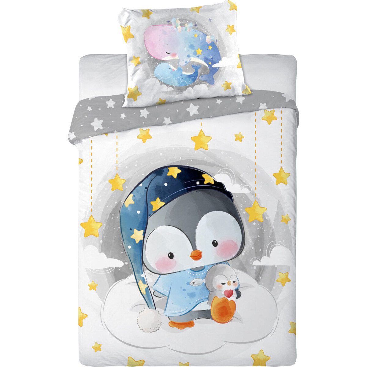 FARO pln Kinderbettwäsche Pinguin Unisex Kinder, Renforcé, 2 teilig