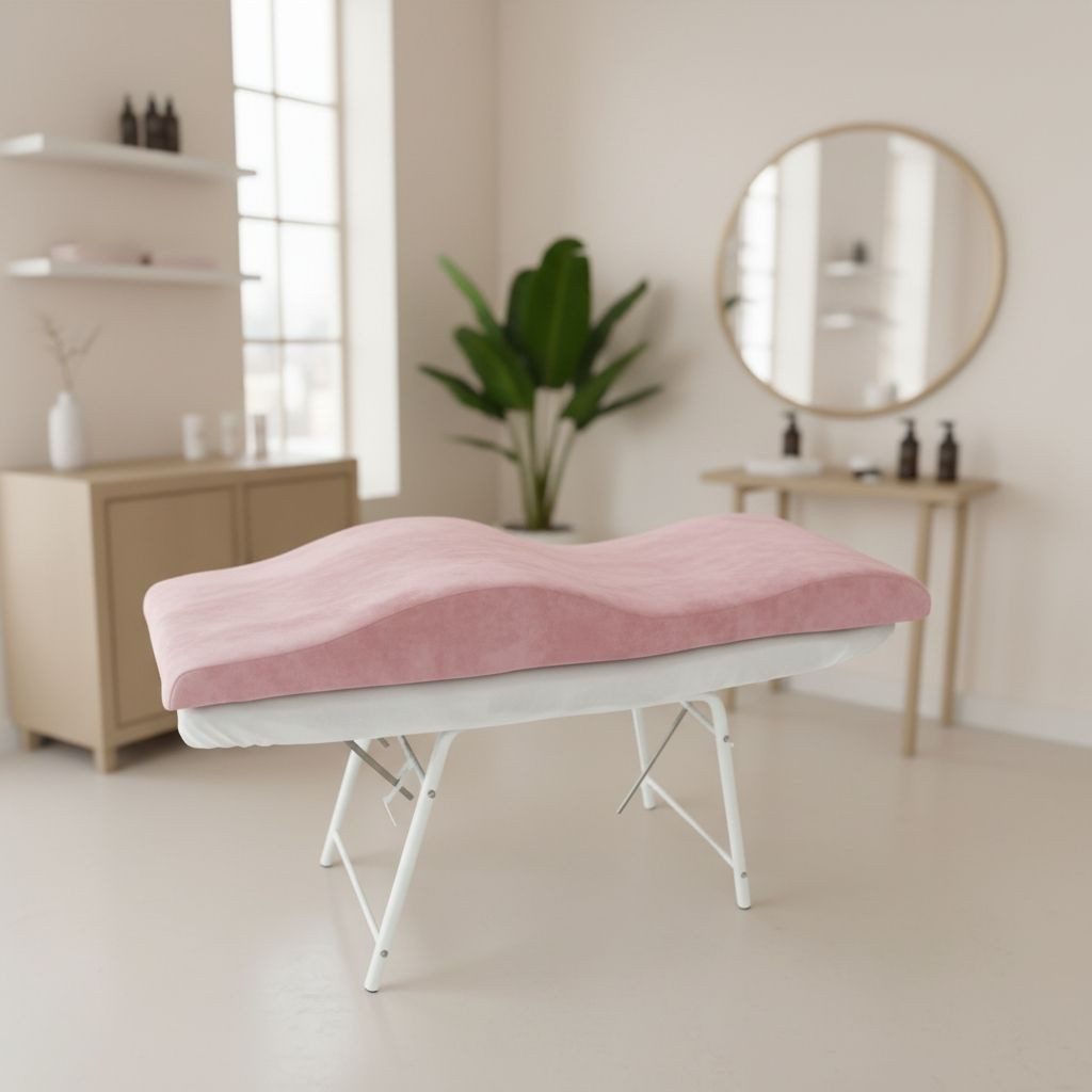 STM Company Massageliege Memory Foam Wellenmatratze für Kosmetikliege (180x60 cm / 190x70 cm, mit Veloursbezug), Anatomischer Lash Topper für Wimpern, PMU & Kosmetik