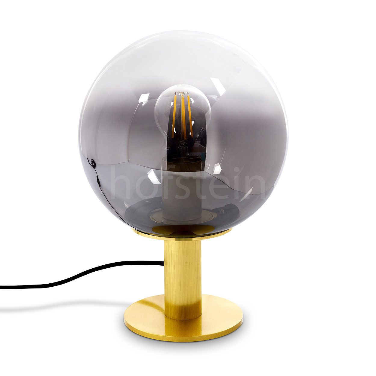 hofstein Tischleuchte »Strambinello« Tischlampe aus Metall/Glas in Goldfarben/Rauchfarben, ohne Leuchtmittel, Nachttischlampe m. An-/Ausschalter u. Schirm Glas, E27. € 94,99