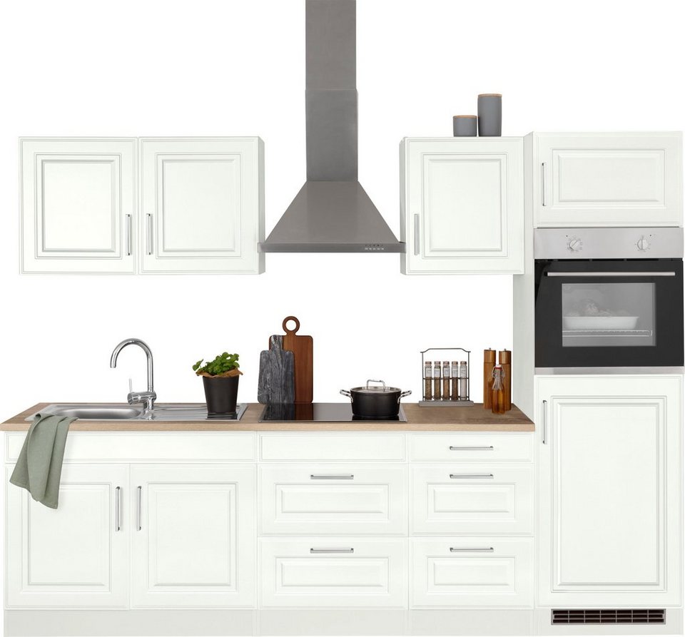 HELD MÖBEL Küchenzeile Stockholm, Breite 270 cm, mit hochwertigen MDF  Fronten im Landhaus-Stil, Wahlweise mit Aufbauservice