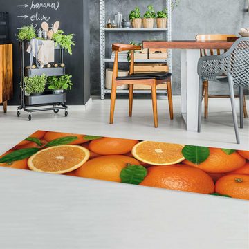 Läufer Teppich Vinyl Küchenmatte Küche Orange lang modern funktional, Bilderdepot24, Läufer - orange glatt