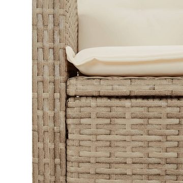 vidaXL Garten-Essgruppe 4-tlg. Garten-Essgruppe mit Kissen Beige Poly Rattan, (4-tlg)