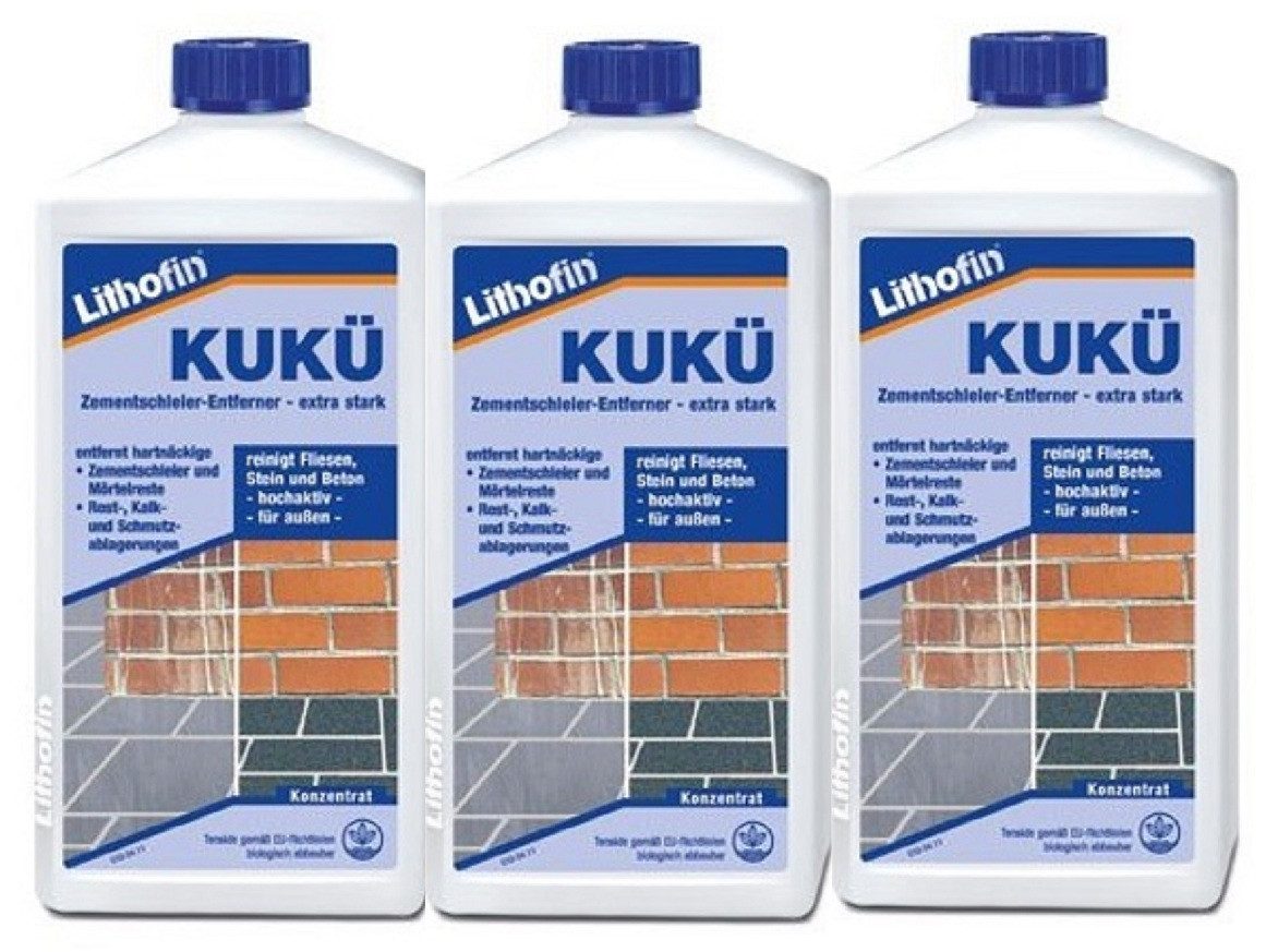 Lithofin Lithofin KUKÜ Zementschleierentferner 3 x 1 Liter Naturstein-Reiniger