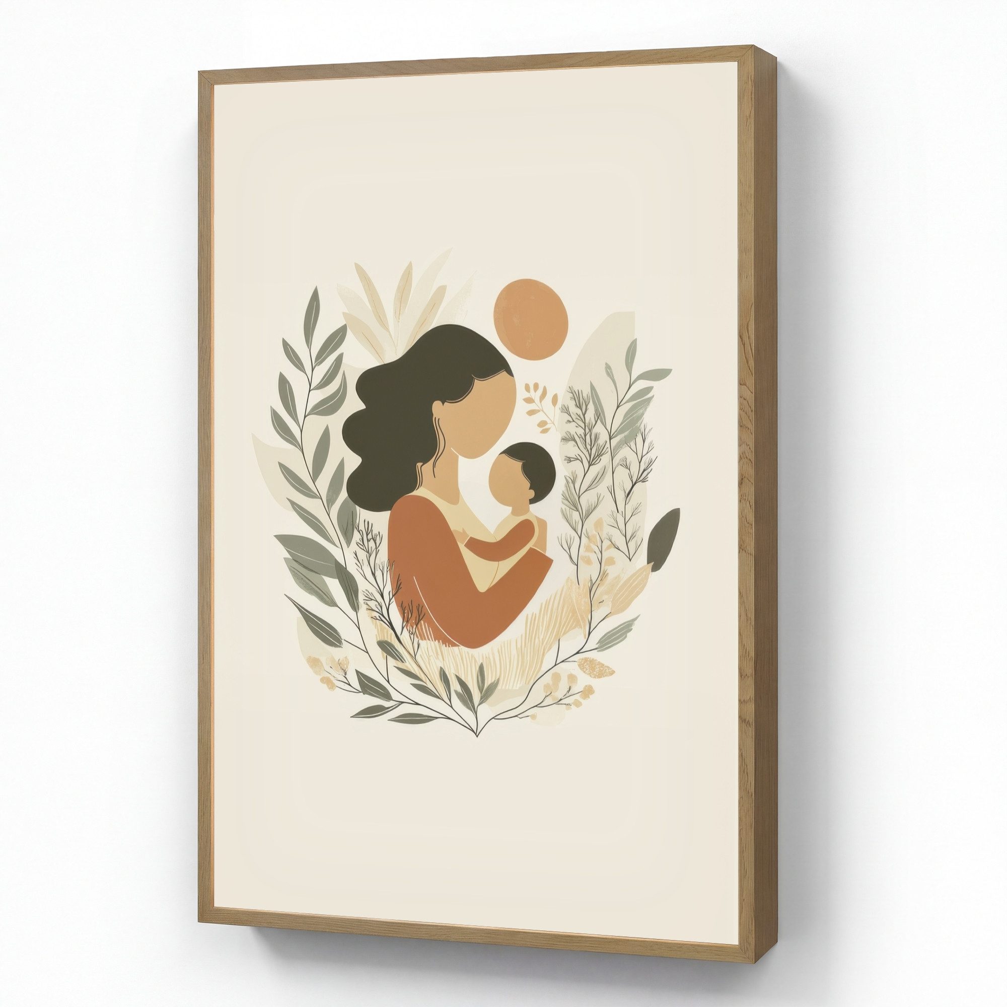 OnlyWow Wandleuchte Lightbox Illustration - Mutter - Kind - Liebevoll, Dimmbar, Farbwechsel, LED, Warmweiß, Kaltweiß, Neutralweiß Einstellbar, Wandlampe Innen, Dimmbar, Aufladbarer USB Akku, LED, Beleuchtung
