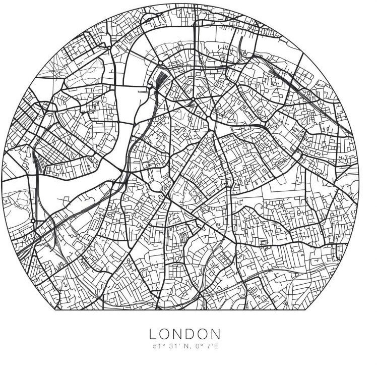 London Wall-Art Stadtplan St) Wandtattoo selbstklebend (1