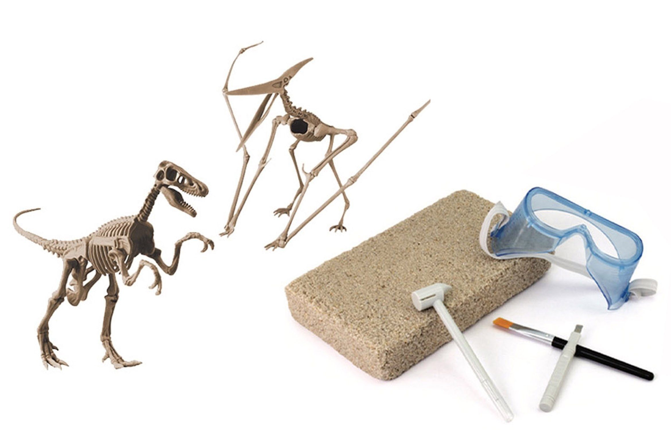 Edu-Toys Experimentierkasten Ausgrabungsset Doppelpack Dinosaurier 2in1, (Velociraptor+Pterdactylus-tlg)