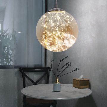 etc-shop LED Pendelleuchte, Leuchtmittel inklusive, Warmweiß, Hängeleuchte Lampe Kugelleuchte Pendellampe Wohnzimmerleuchte