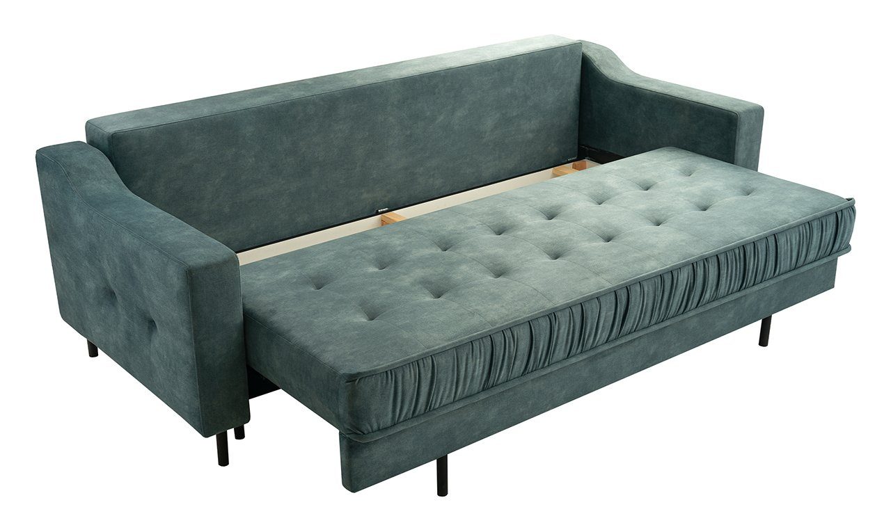 MKS MÖBEL Sofa AREZZO, Ice gesteppter Kissen mit Sitz und Palladium Schlaffunktion, blue Dreisitzer-Sofa