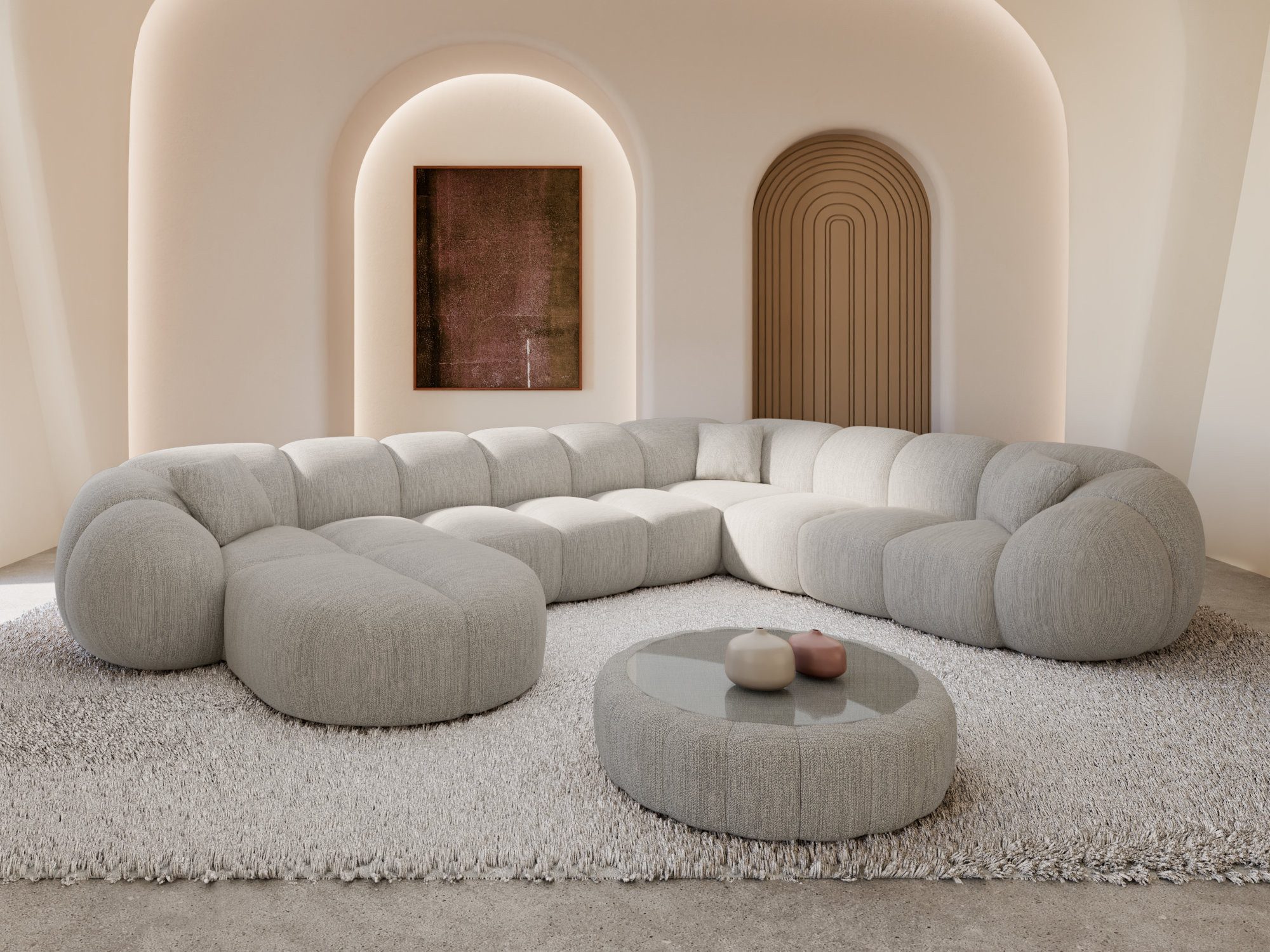 Sofa Dreams Wohnlandschaft XXL Wohnlandschaft Valderosa U-Form aus Stoff, Wohnlandschaft, U-Form, Moderne Wohnlandschaft in U-Form, 2 Zierkissen inklusive