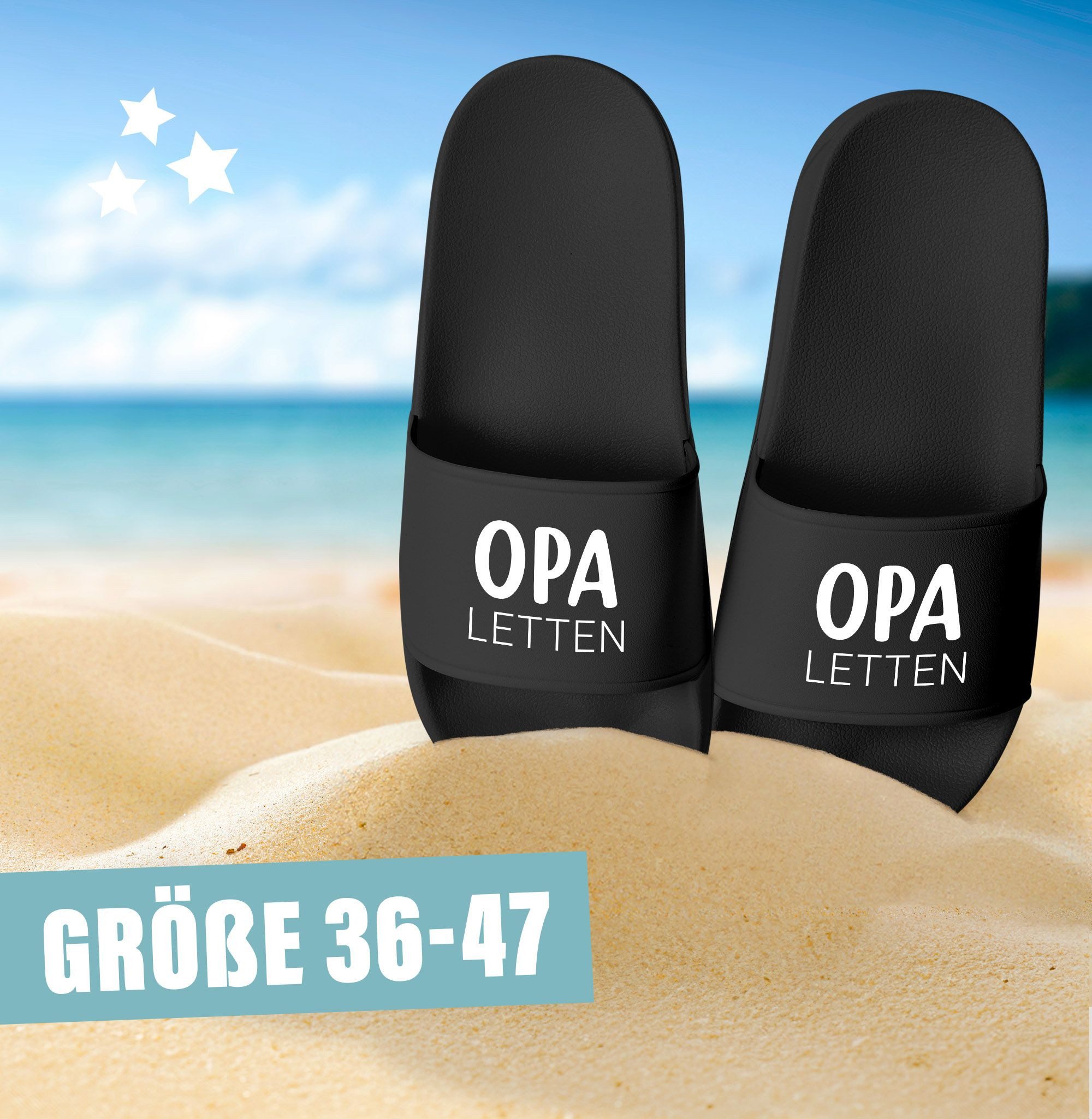MoonWorks Badeschlappen Papa/Opa Letten Badelatschen mit Spruch Lustig Badesandale