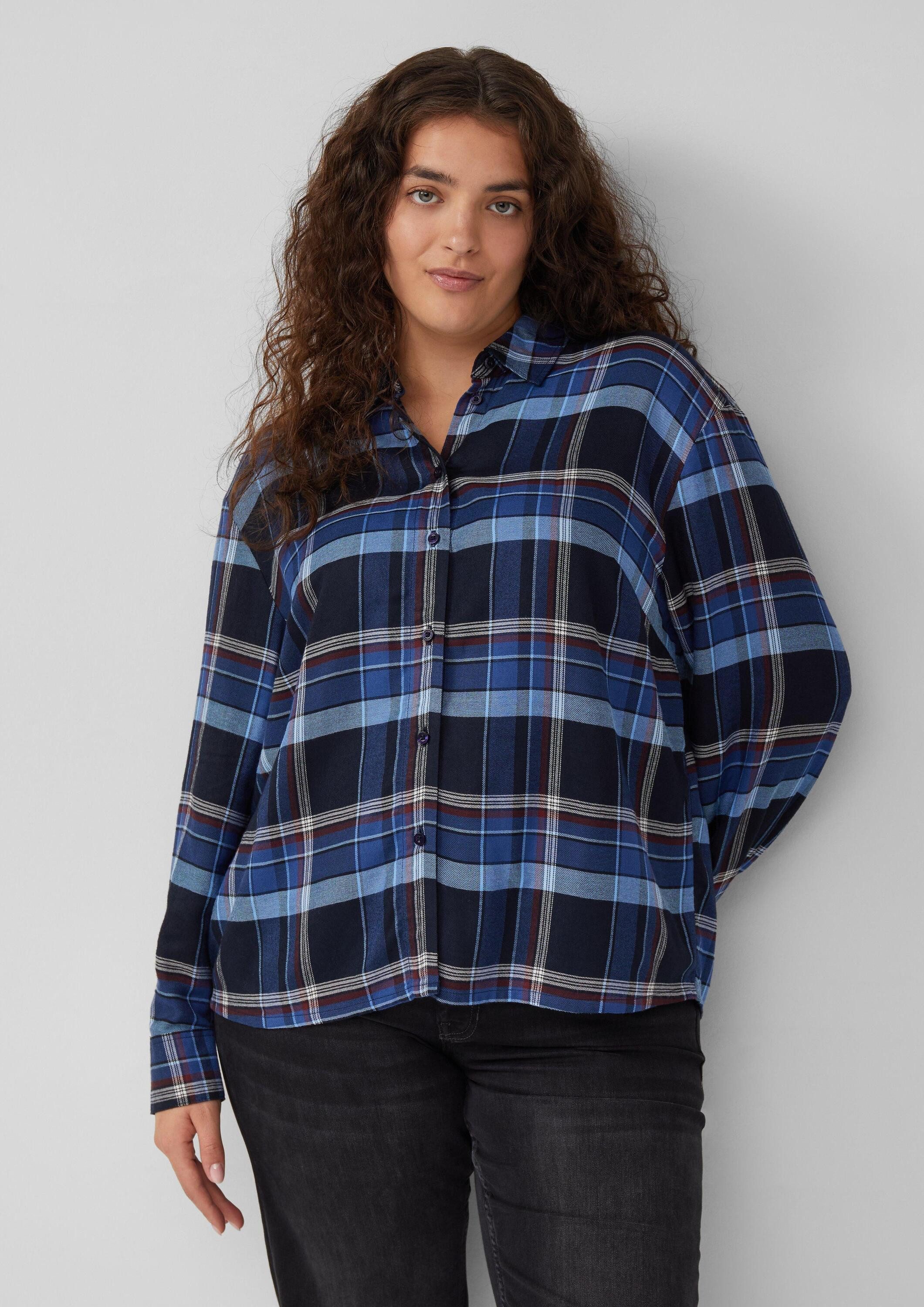 s.Oliver Langarmbluse Bluse Karierte Hemdbluse mit Raffung am Rücken (1-tlg)