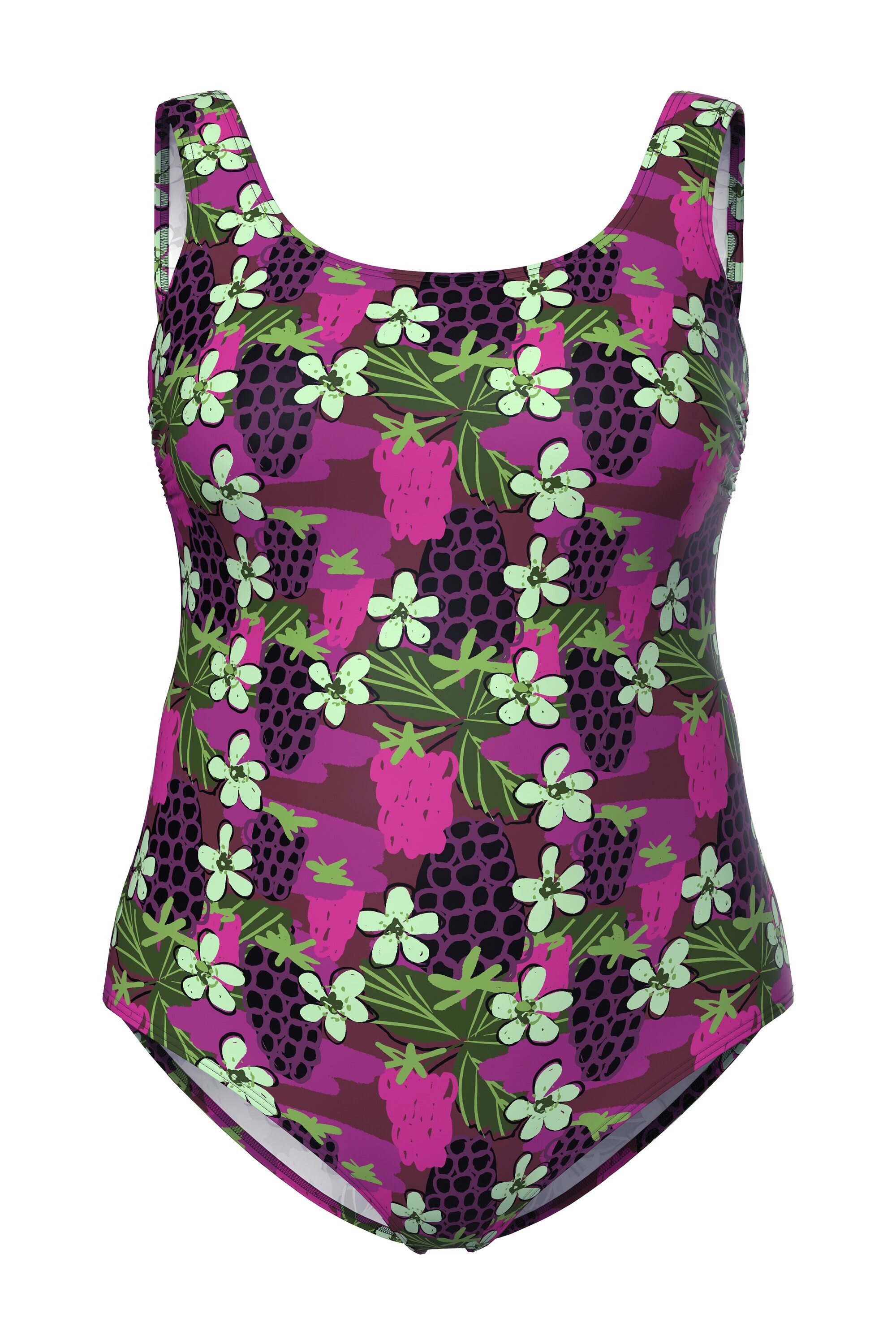 Ulla Popken Badeanzug Badeanzug Blüten Rundhals ohne Softcups günstig online kaufen