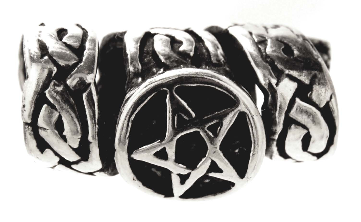 Kiss of Leather Haarkamm Bartperle Pentagramm Silber Haarperle Wikinger Viking Bartschmuck