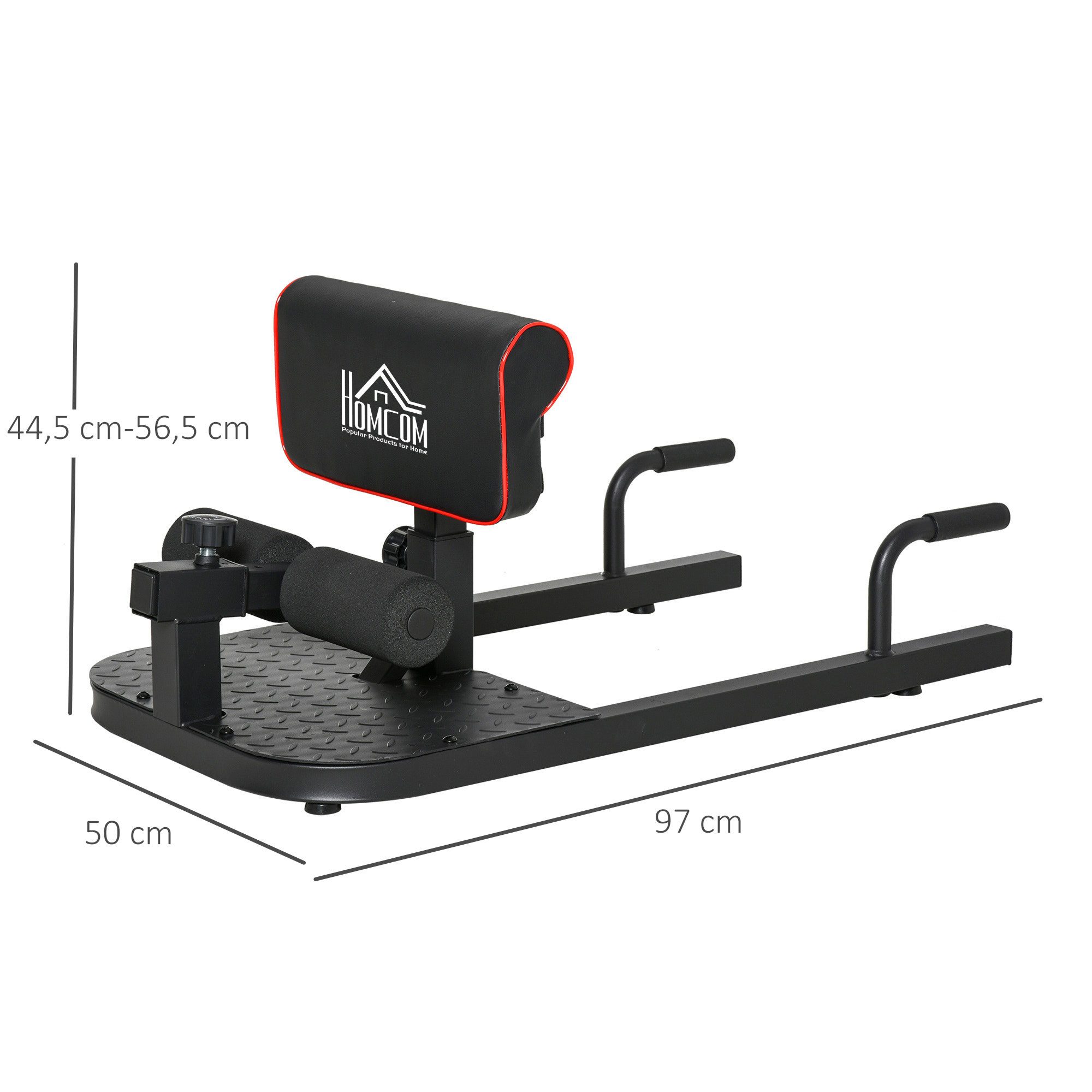 HOMCOM Bauchtrainer Sissy Squat Kniebeugentrainer Beintrainer verstellbar bis 120 kg (Bauch-Gesäß-Trainer, 1-St., 3 in 1 Trainer verstellbar bis 120 kg), bis 12 – Bild 3 von 5