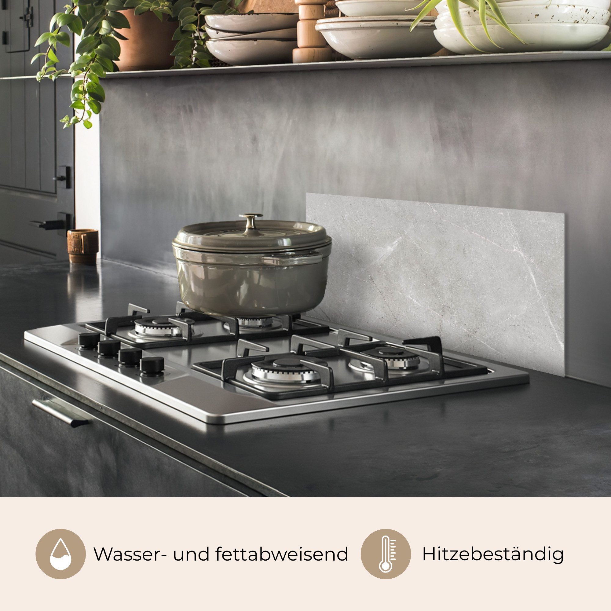 MuchoWow Küchenrückwand selbstklebend Grau - Beton - Industriell, (1-tlg), Küchenrückwand, Spritzschutz, Kitchen, 60x30 cm