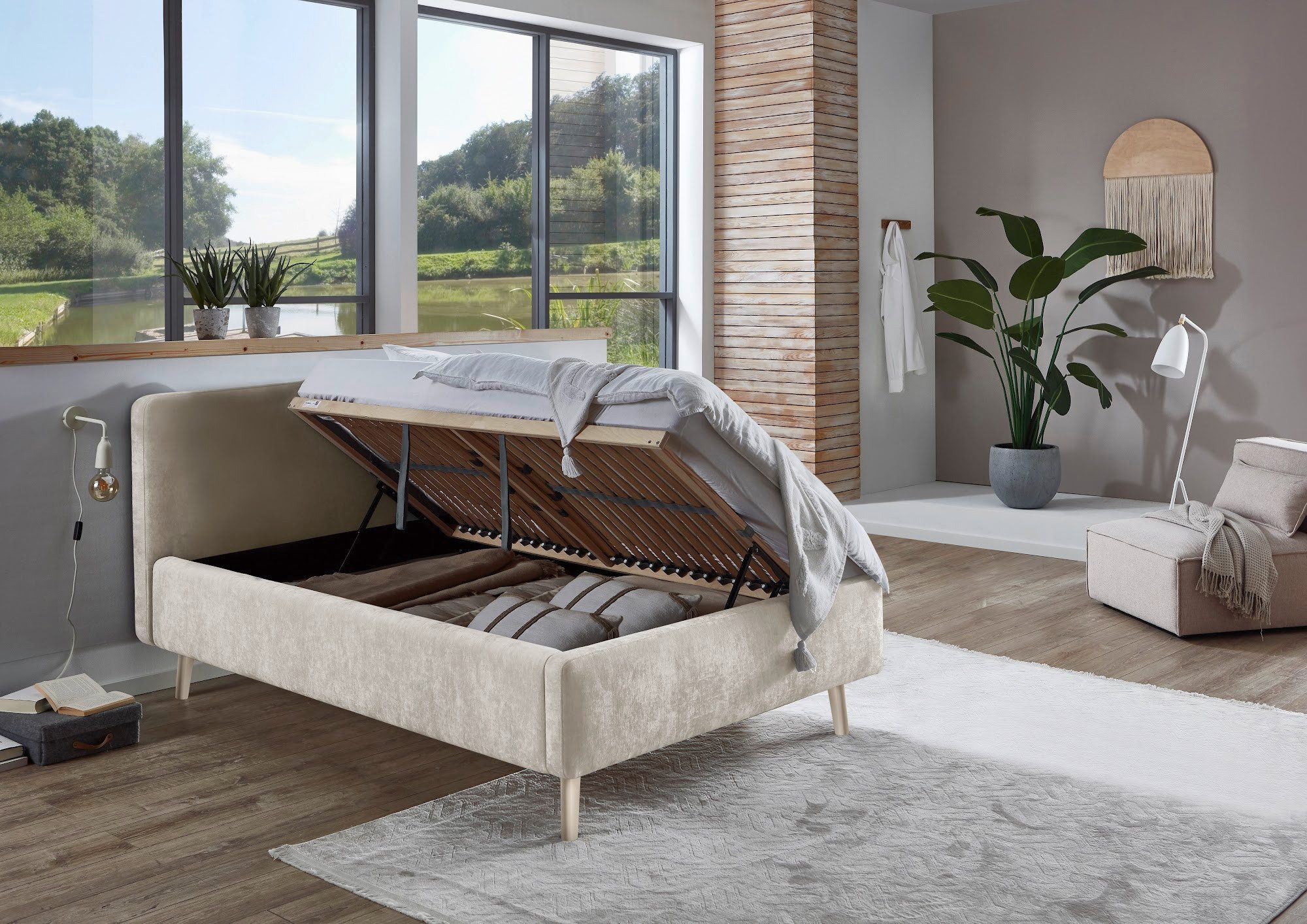 meise.möbel Stauraumbett Mattis, Skandinavisches Design, mit Bettkasten, Webstoff