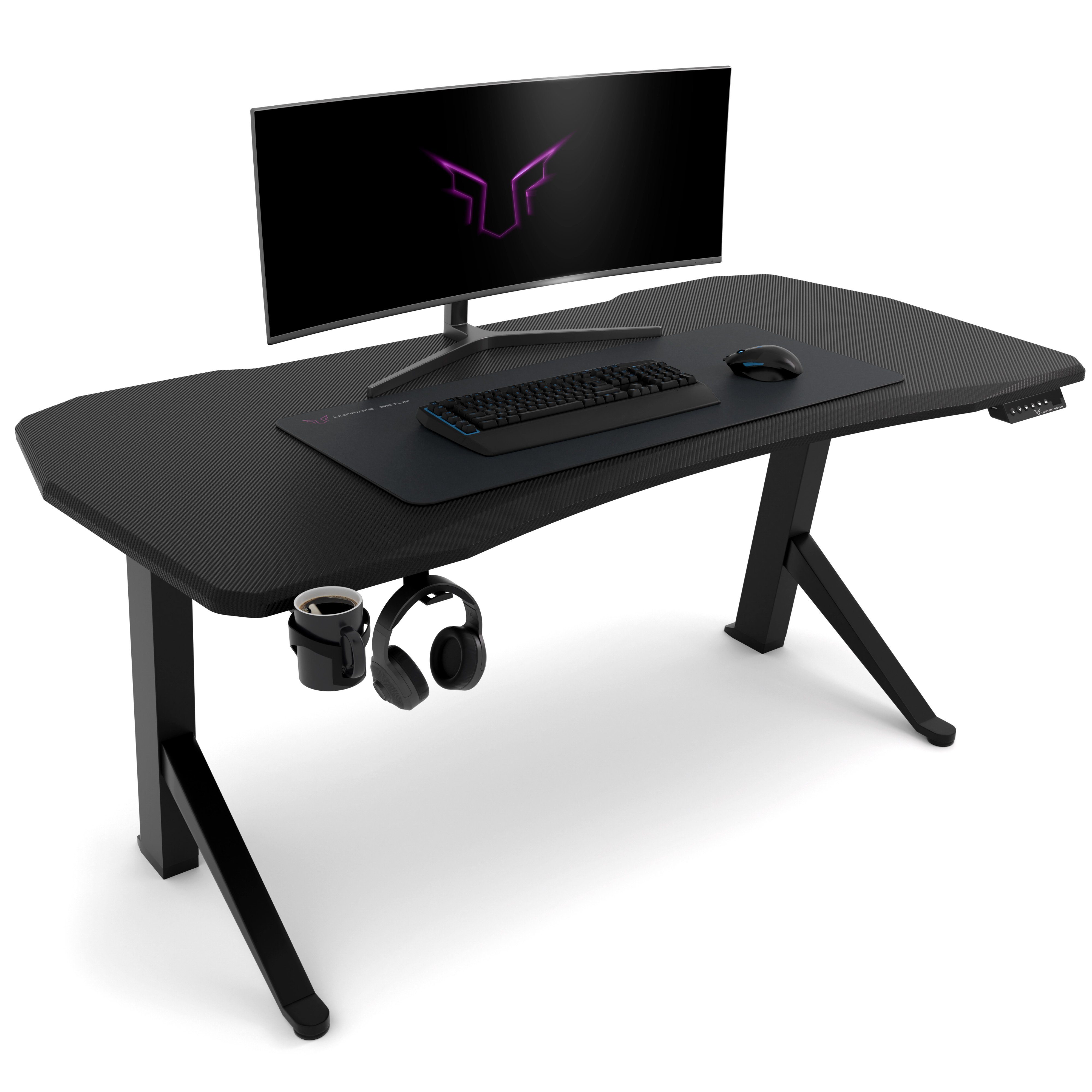 Ultimate Setup Gaming Carbon-Black elektrisch Tisch Gamingtisch Schreibtisch höhenverstellbar Gaming