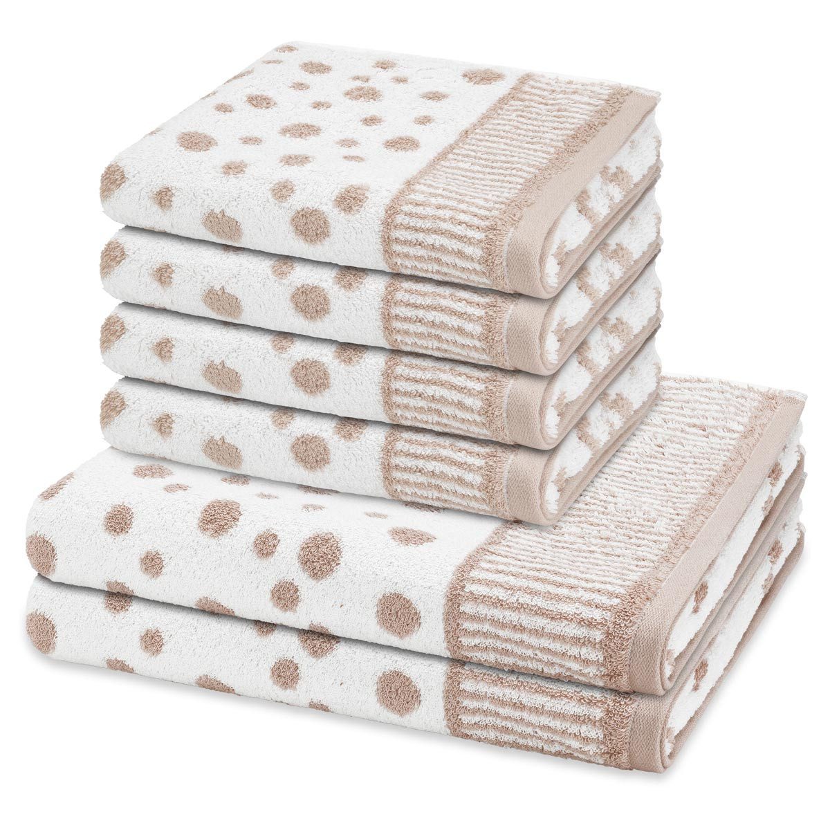 ROSS Handtuch Set Punkte allover, Baumwolle (Spar-Set, 6-St), 4 X Handtuch 2 X Duschtuch im Set - Baumwolle - Saugstark