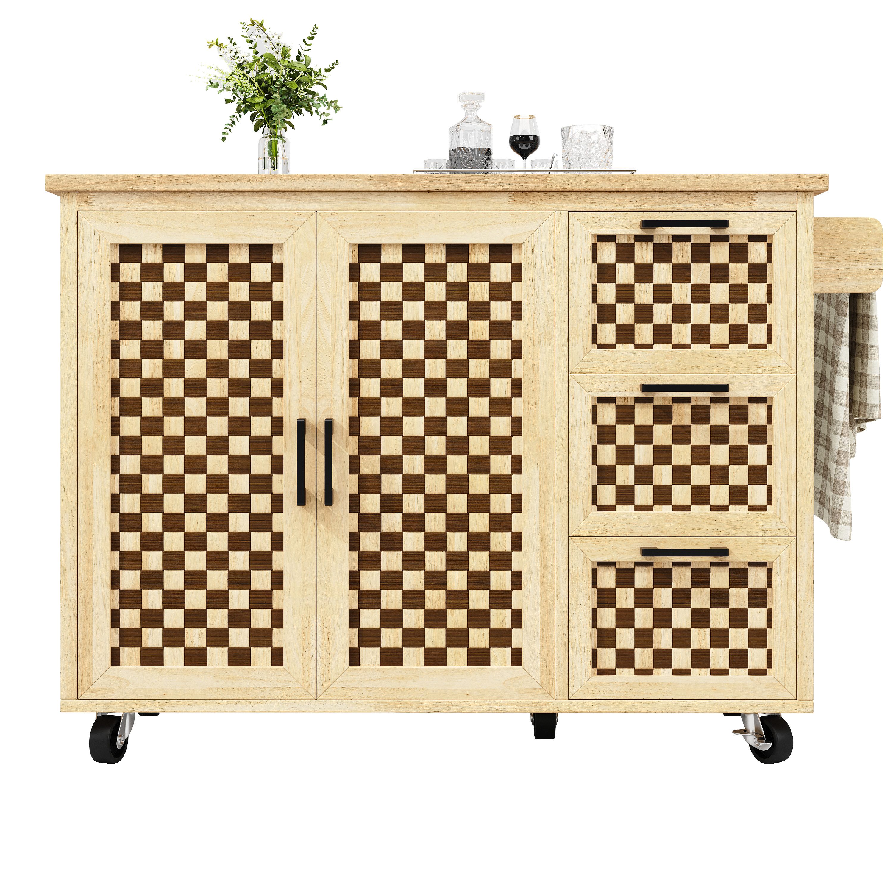 Thanaddo Küchenbuffet Kücheninsel, Sideboard, ausziehbarer mobiler Speisewagen