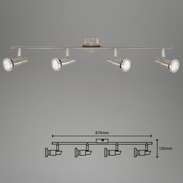 Briloner Leuchten LED Deckenleuchte 2991-042B, LED wechselbar, Warmweiß, 4-flammig, Spot, GU10, schwenkbar, matt-nickel