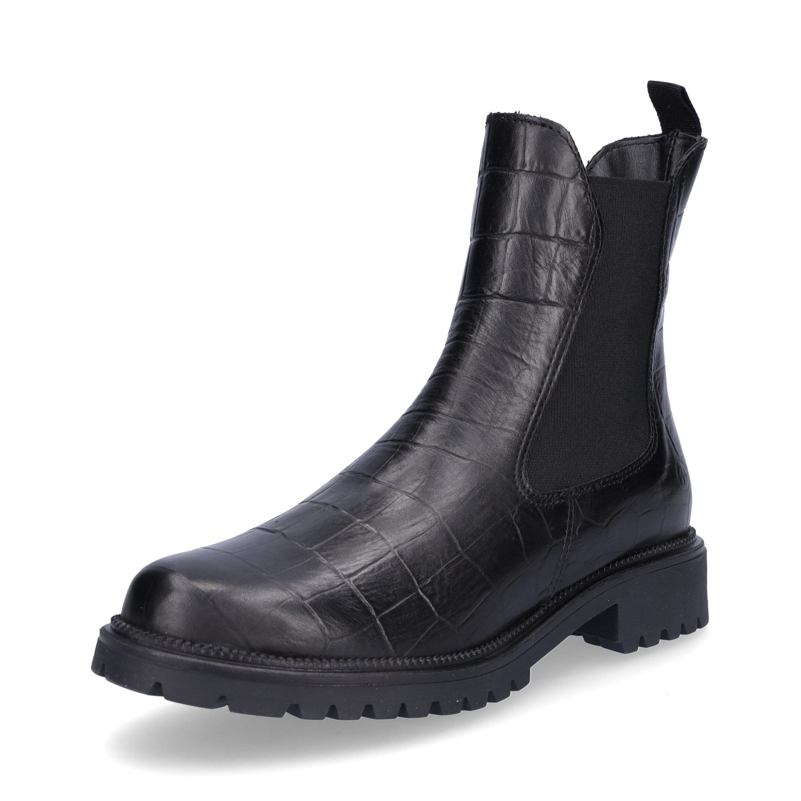 Tamaris Damen Chelsea Boot schwarz croco Chelseaboots