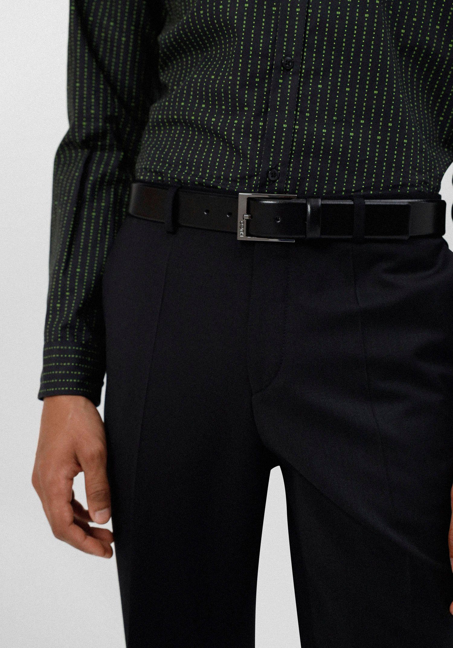 HUGO Ledergürtel Garney mit polierten Metalldetails günstig online kaufen