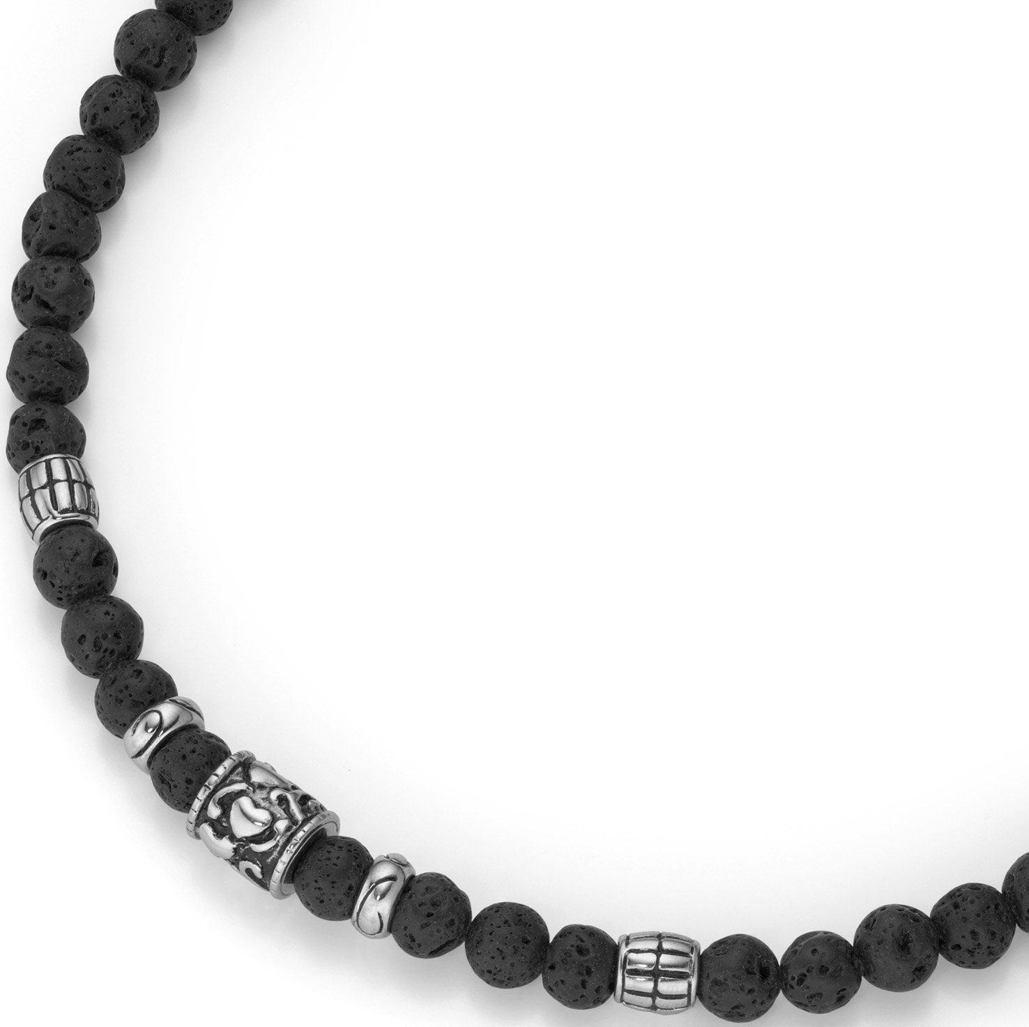 Firetti Kette ohne Anhänger Schmuck Geschenk Totenkopf, teilweise geschwärzt, mit Lavastein