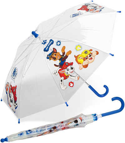 HAPPY RAIN Stockregenschirm Kinder-Stockschirm transparent durchsichtig, mit Paw Patrol Fellfreunde Motiven