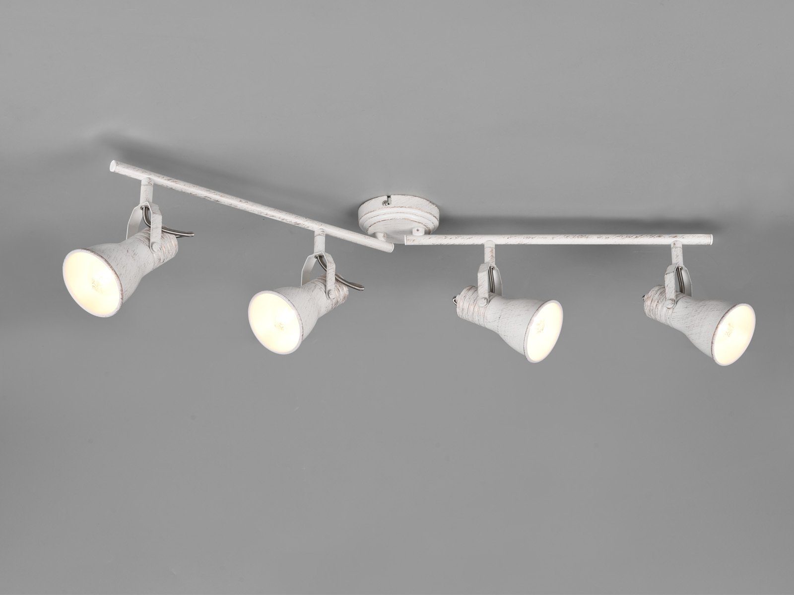 Deckenstrahler, LED Kücheninsel warmweiß, wechselbar, 4-flammig Industrie-design Weiß, Breite meineWunschleuchte LED Decken-lampe 77cm
