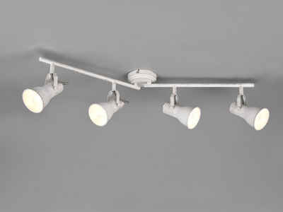meineWunschleuchte LED Deckenstrahler, LED wechselbar, warmweiß, Decken-lampe Industrie-design Kücheninsel 4-flammig Weiß, Breite 77cm