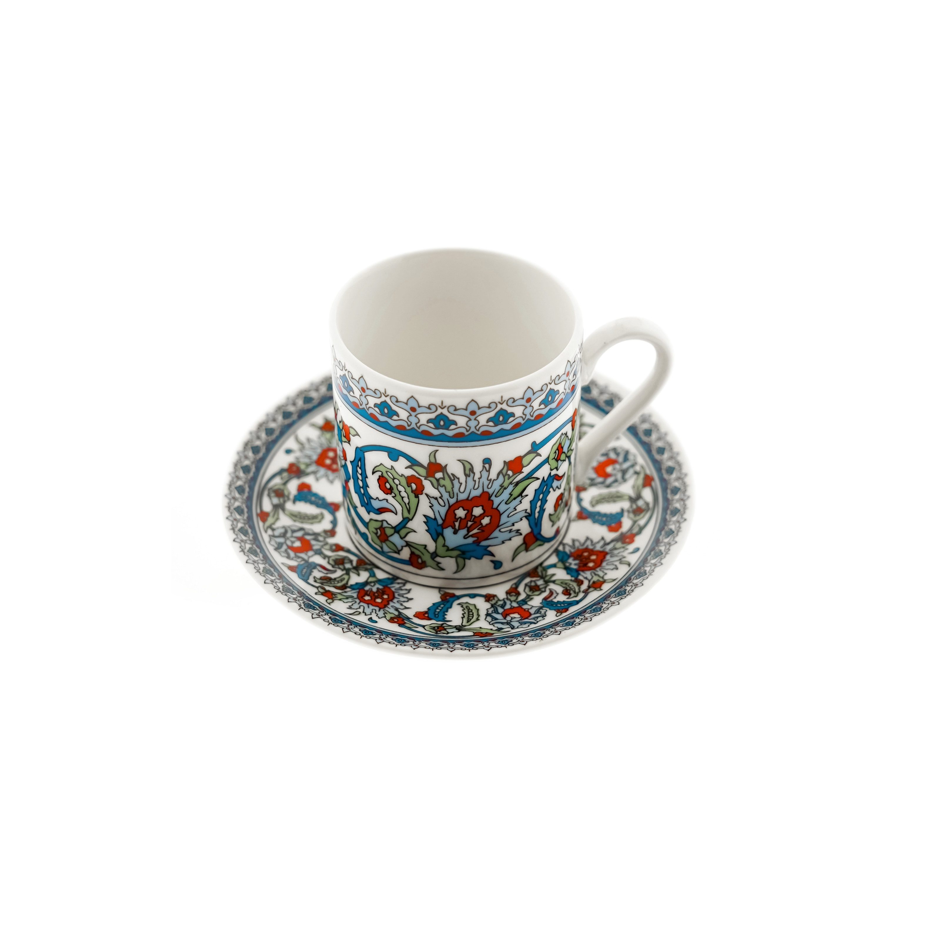 Kaya Home Espressotasse Mokkatassen mit Untertassen - 6er Set im orientalischen Design, 70 ml, 12-tlg., Porzellan, 12-teilig, 6 Mokkatassen & 6 Untertassen, aus hochwertigem Porzellan