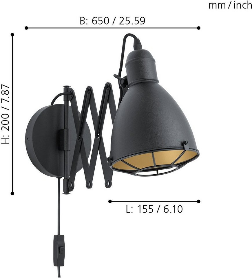 EGLO Wandleuchte TREBURLEY, ohne Leuchtmittel