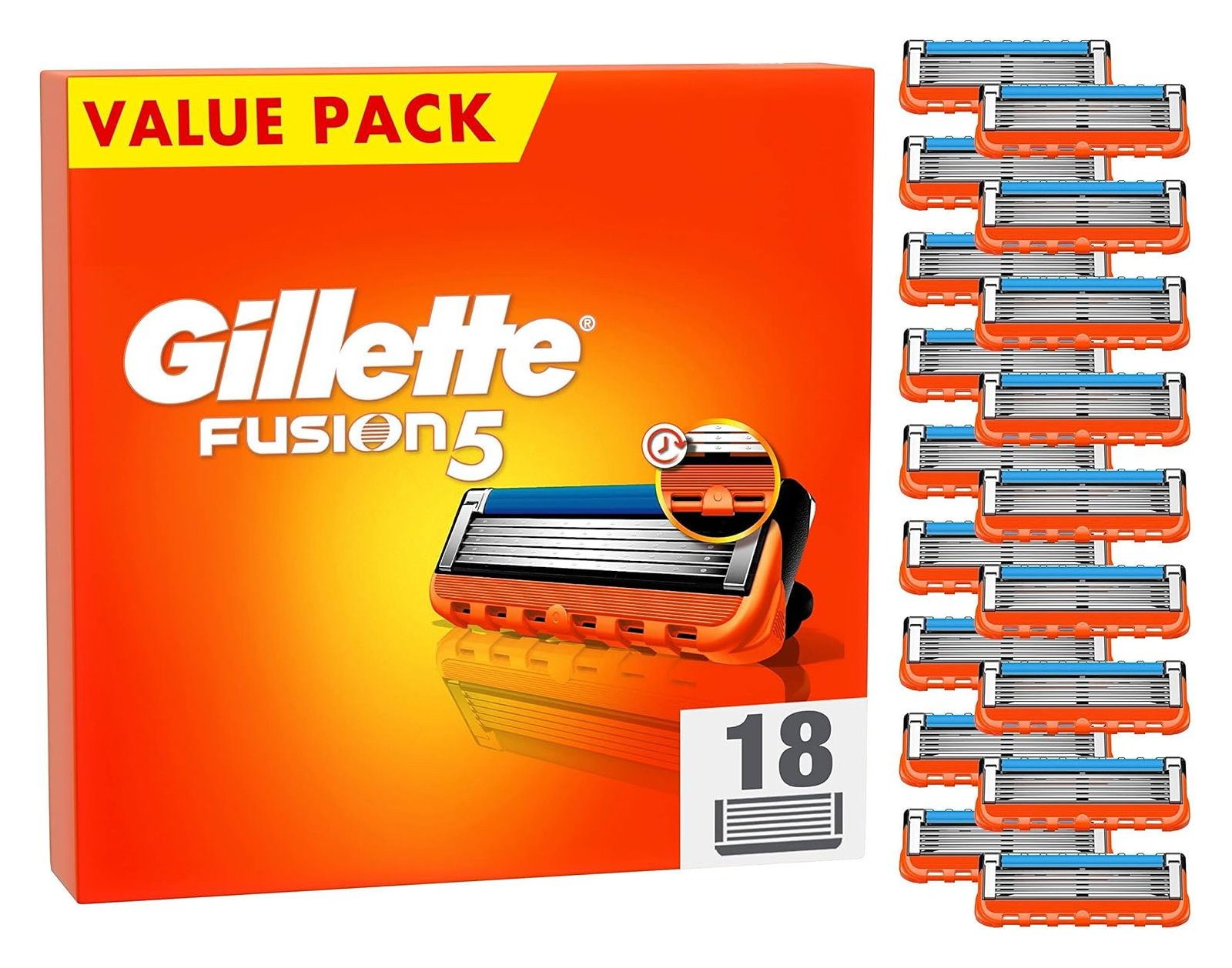 Gillette Rasierklingen Fusion5, 18-tlg., 18 Ersatzklingen für Nassrasierer Rasierer