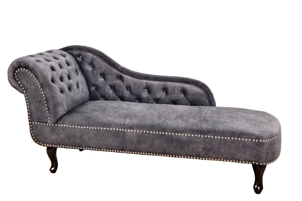 riess-ambiente Recamiere CHESTERFIELD 170cm grau / dunkelbraun, Einzelartikel 1 Teile, Wohnzimmer · Strukturstoff · Chesterfield