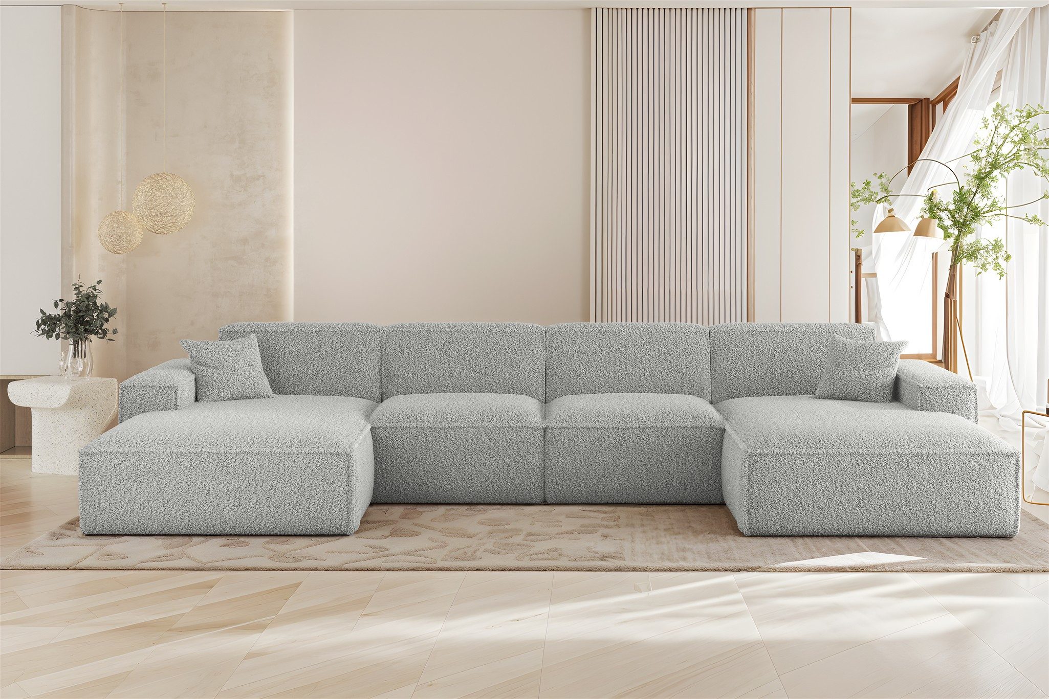 Wohnlandschaft Sofa U-Form CELES PREMIUM in Stoff Sven (378 cm)