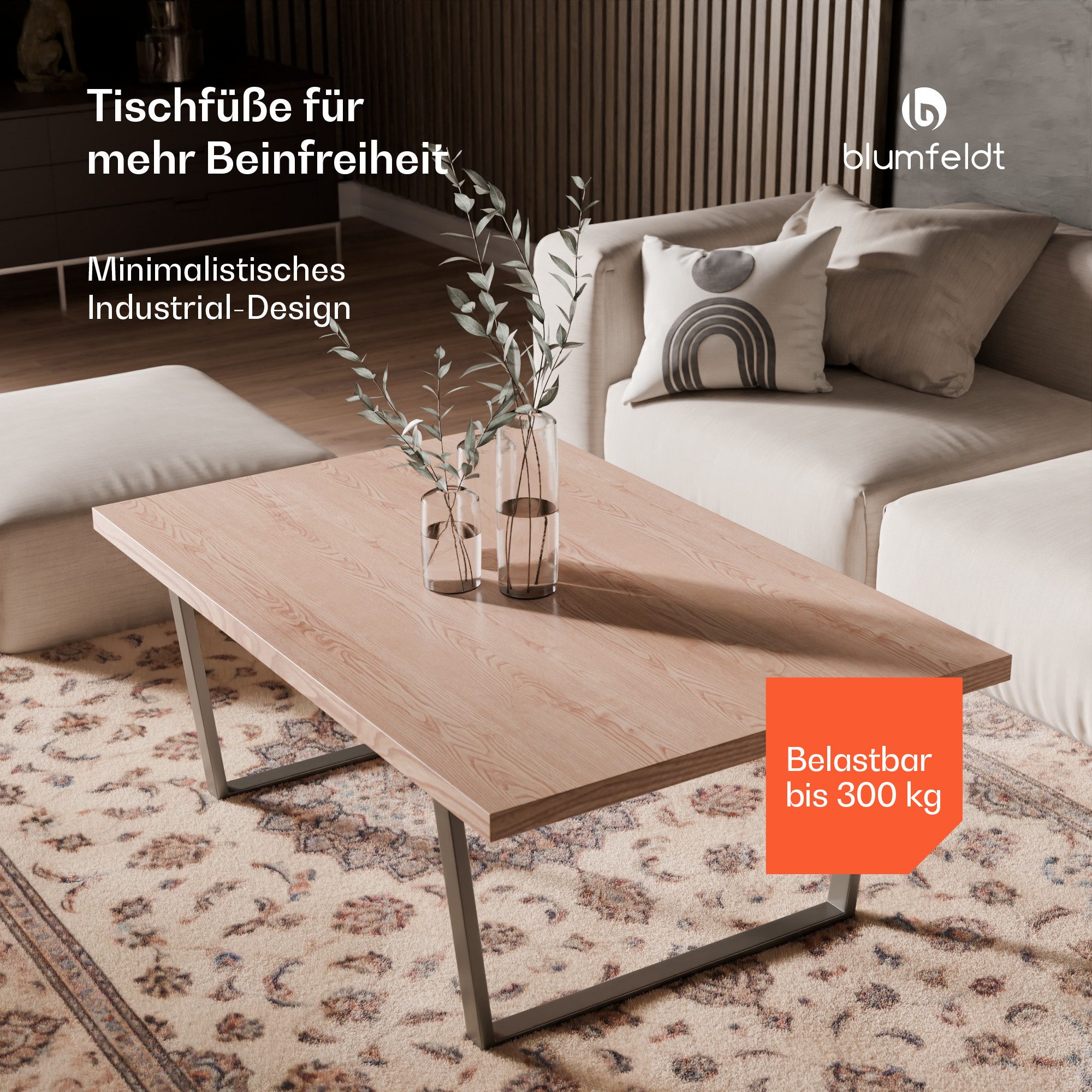 blumfeldt Tischbein Ayr, Robuste Metallbeine Modern 62 x 43cm