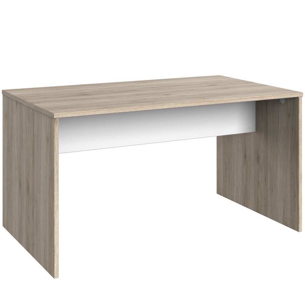 Lomadox Schreibtisch JOHANNESBURG-43, in San Remo Eiche Nb. mit weiß, B/H/T: ca. 140/72/70 cm