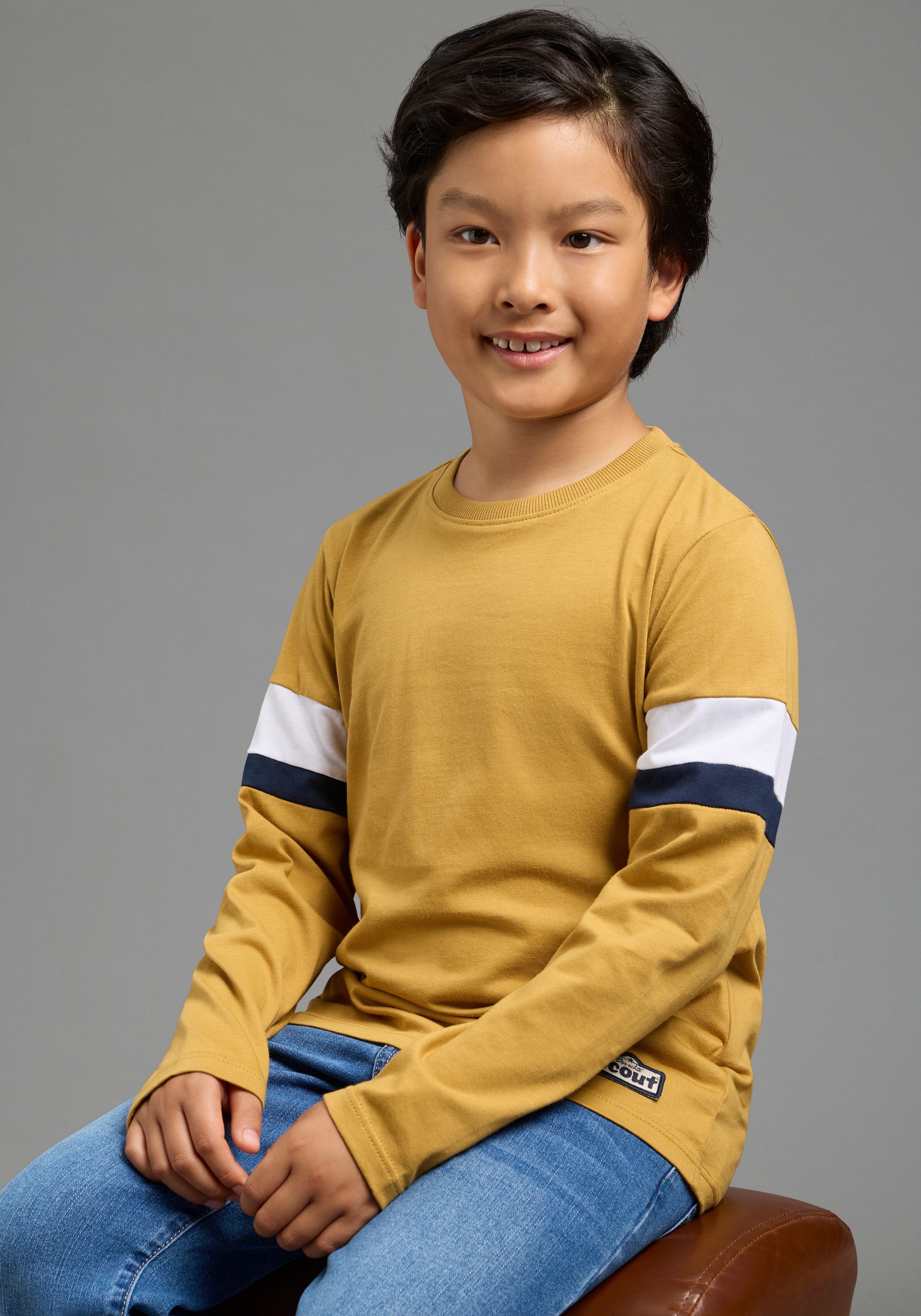Scout Langarmshirt 3er Packung Shirt mit Kontrast-Einsätzen (Packung, 3) 3 Shirts, jedes Langarmshirt ein Style für sich – Bild 3 von 5