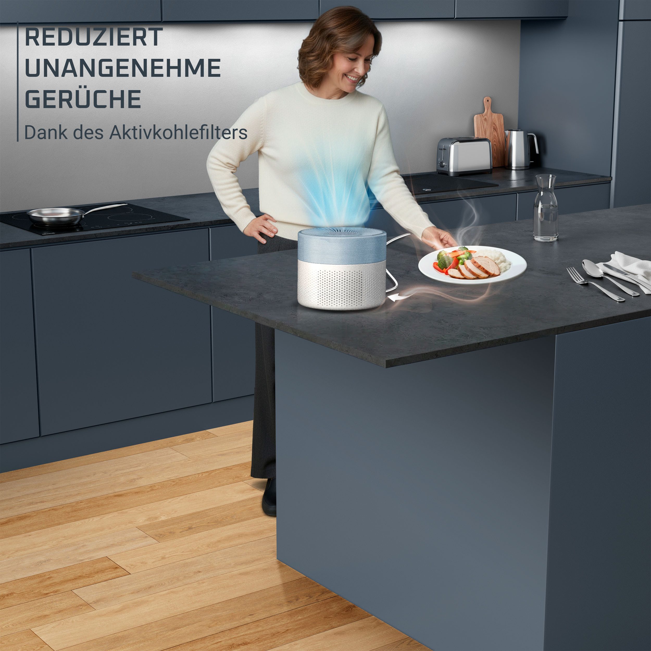 Rowenta Luftreiniger Pure Air Mini, für zu Hause, ultrakompakt, für 22 m² Räume, besonders leise, Nachtmodus, reduziert unangenehme Gerüche – Bild 5 von 5
