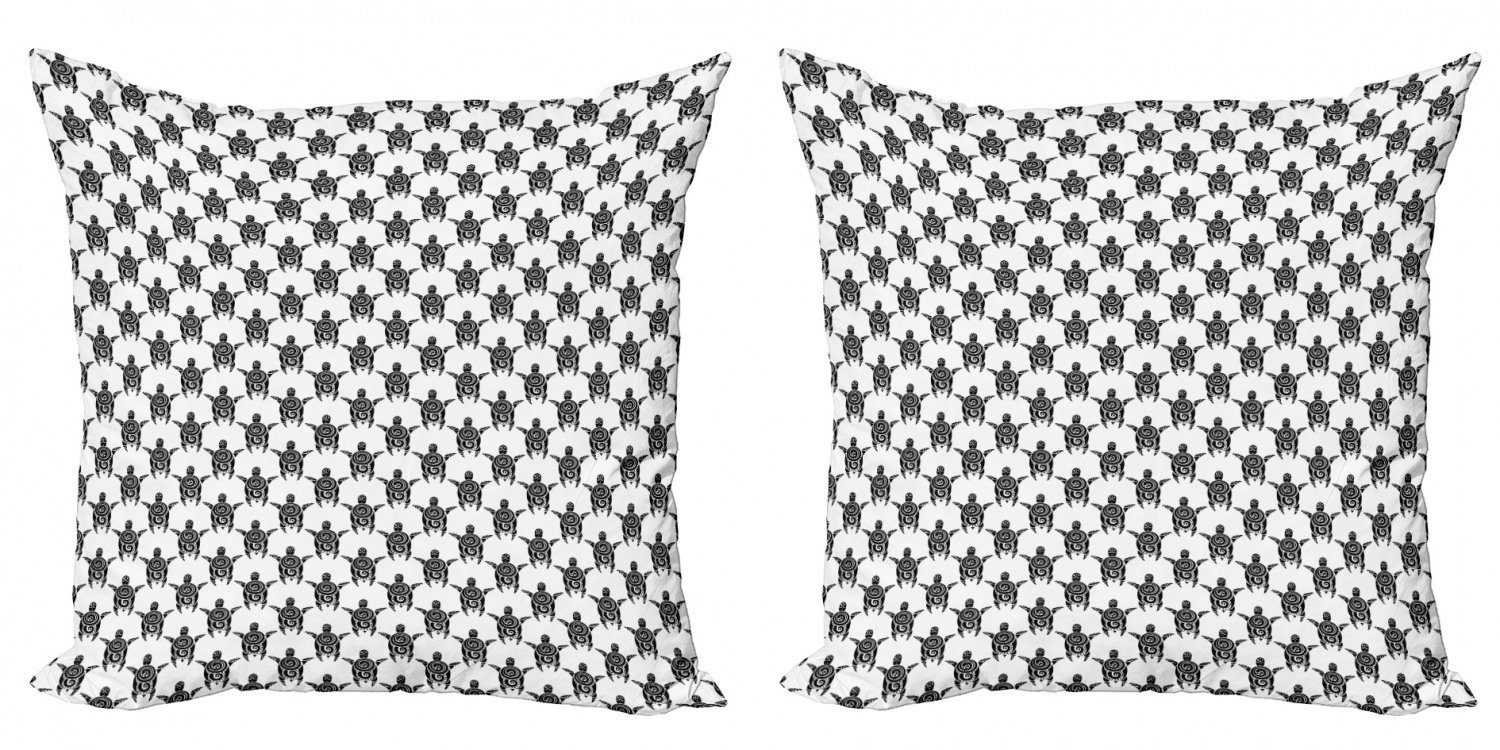Kissenbezüge Modern Accent Doppelseitiger Digitaldruck, Abakuhaus (2 Stück), Tätowieren Maori-Schildkröten-Kunst