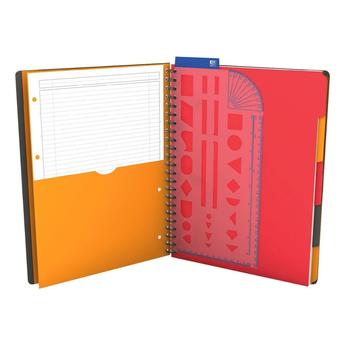 OXFORD Collegeblock International Managerbook, A4 liniert, 80 Blatt, mit 5 Register und PP-Schablone