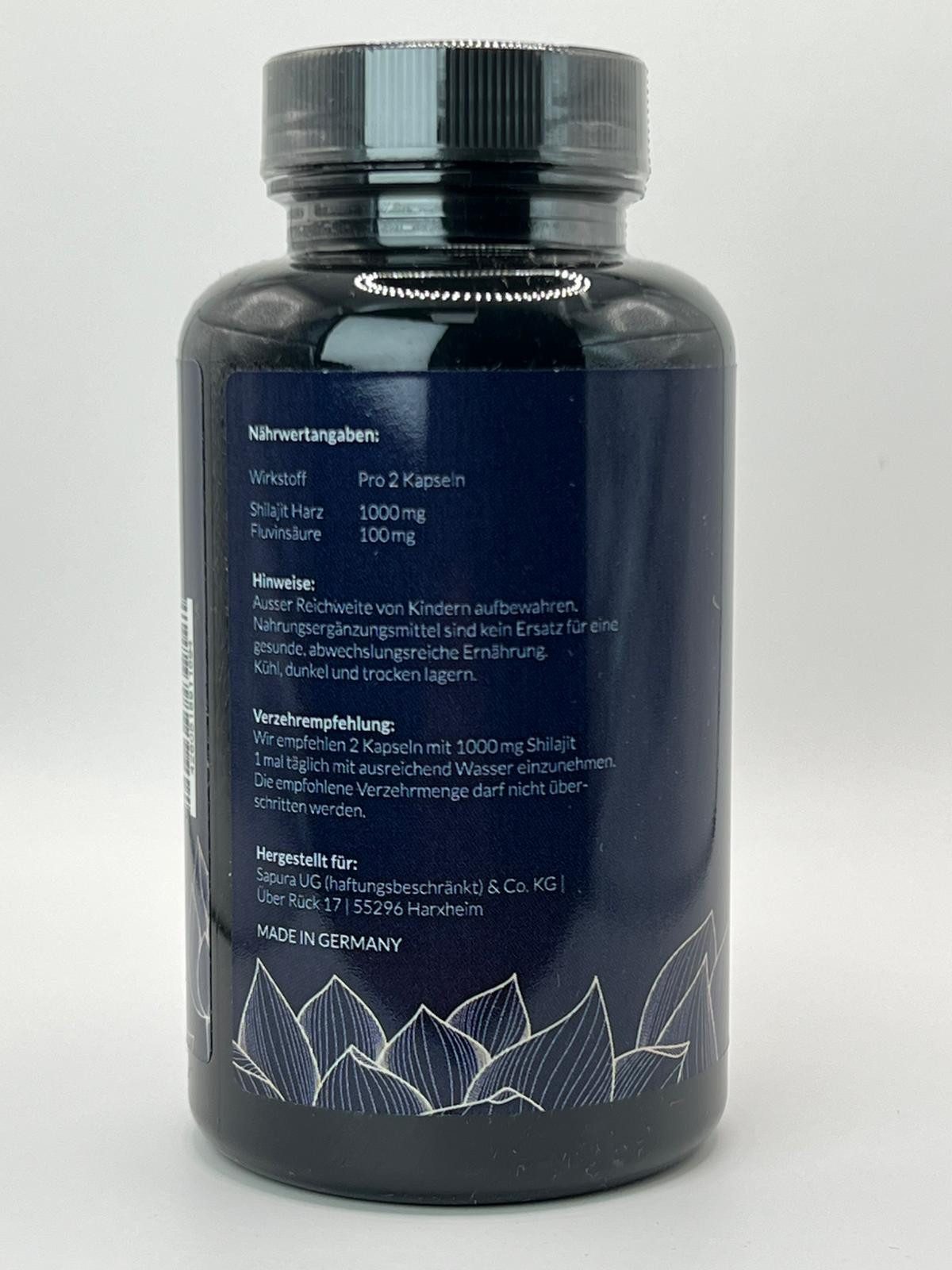SAPURA Health Original Shilajit Harz Kapseln Fulvinsäure & Huminsäure Kapseln, 60 g