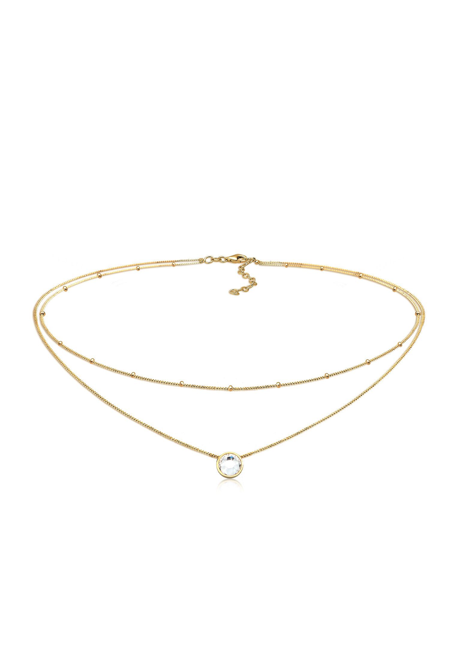 Ketten-Set Choker Layer Kugelkette 925 Silber, mit Kristallen von Swarovski®
