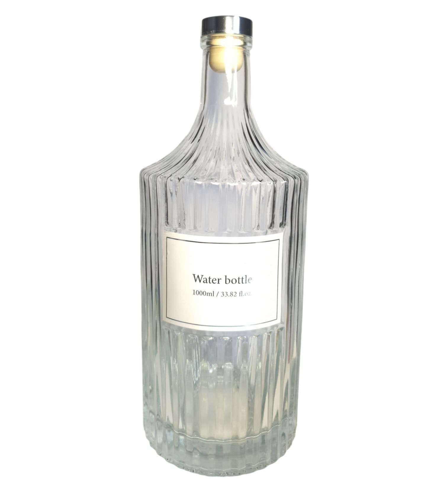 Spectrum Karaffe Wasserflasche geriffelt Glas 1 Liter