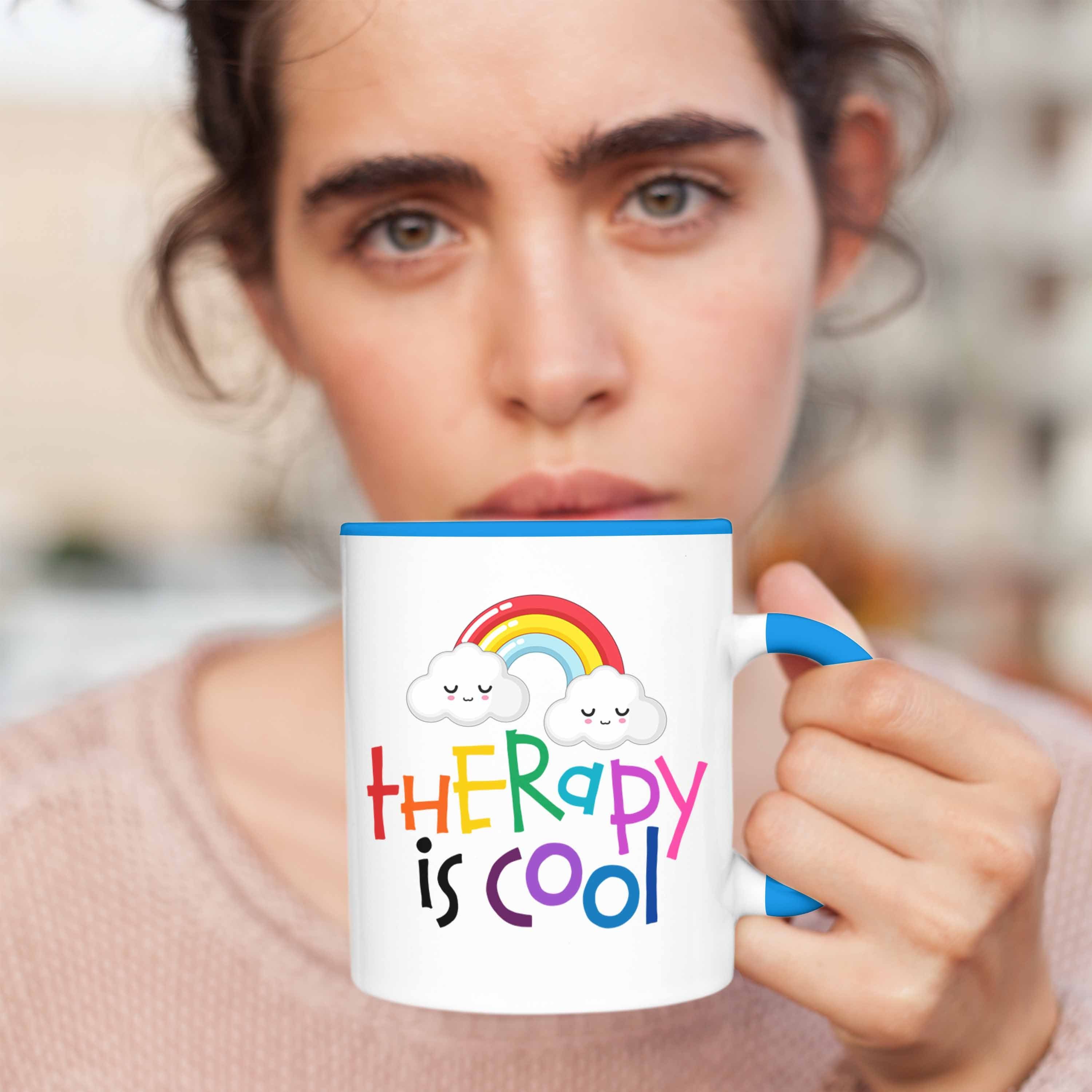 Trendation Tasse Is "Therapy Cool" Psychotherapie-Fans Tasse für Geschenkidee Blau