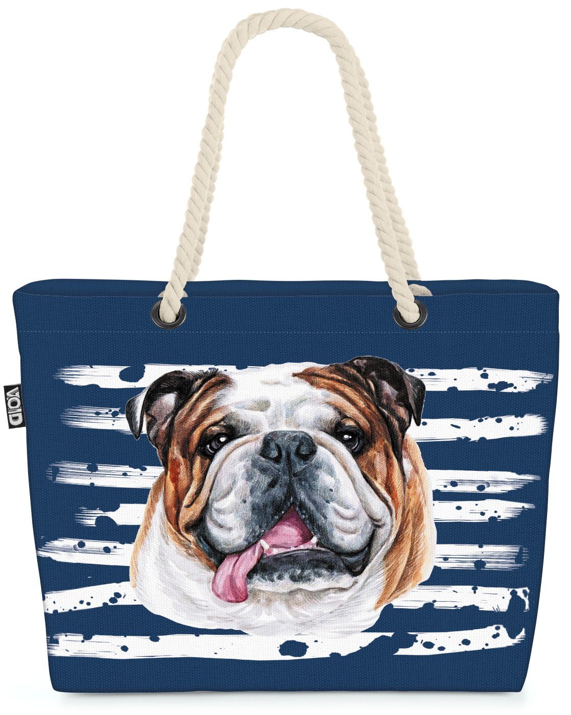 VOID Strandtasche (1-tlg), Bulldogge Hund Dogge Haustier Tier Dog blau