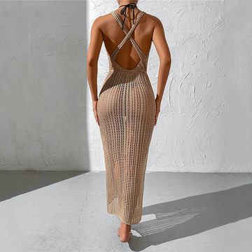 ZWY Strandkleid Damen Badeanzug Mesh Cover Up High Split Kordelzug Bikini (1-tlg)