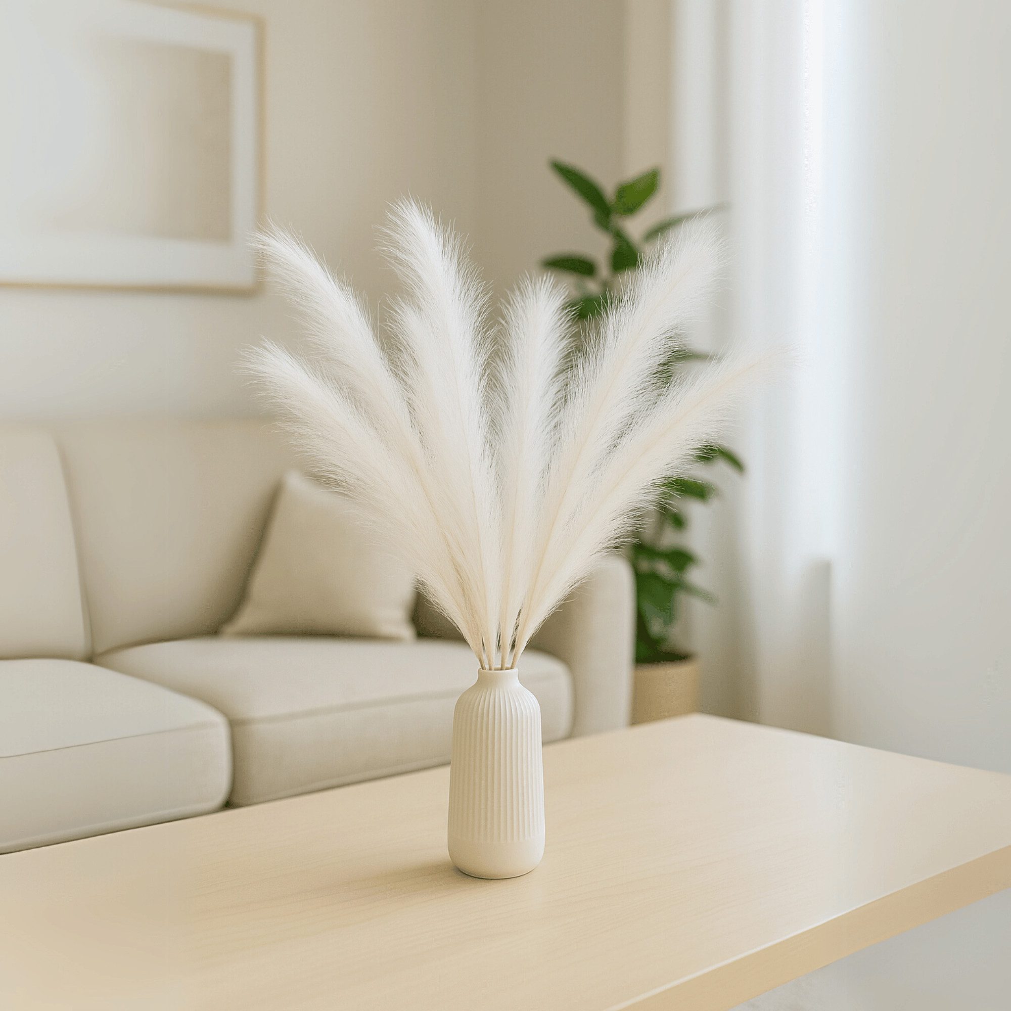 Kunstpflanze Künstliches Pampasgras Trockenblumen Deko Kunstblume Pampasgras Weiß Pampas gras, Layba, Höhe 100 cm, Pampas Weiss 3 Stiele